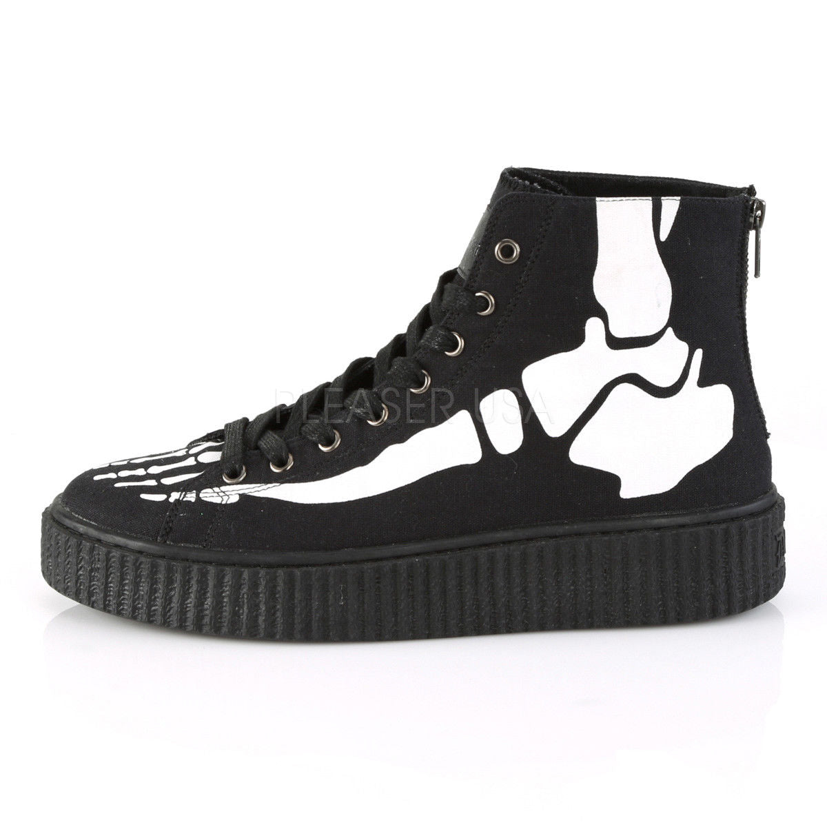 DEMONIA Sneeker-252 Men's Unisex Skeleton X-Ray Bone High Top Creeper Sneakers - A Shoe Addiction