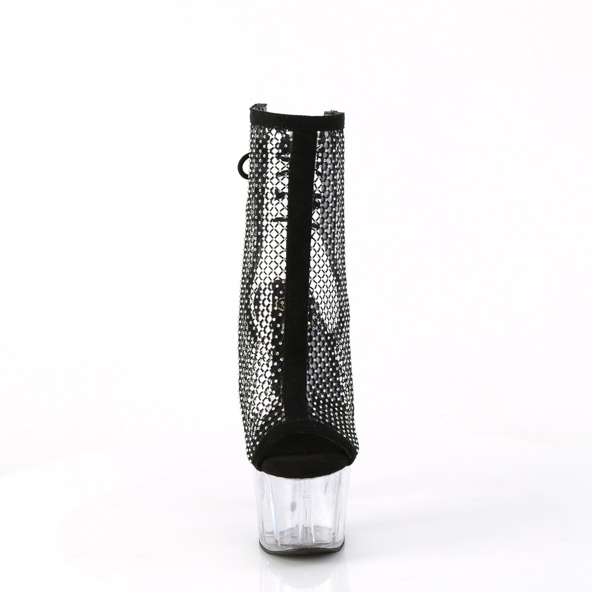 ADORE-1018RM - Black Faux Suede-RS Mesh/Clear