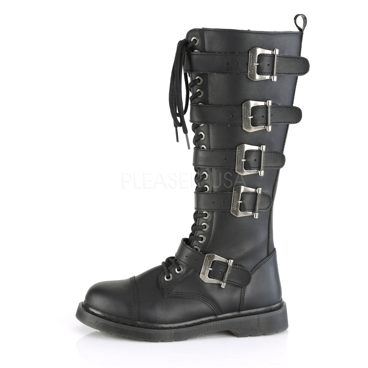 DEMONIA Bolt-425 Vegan Leather Mens Unisex Goth Rocker Biker Combat Boots - A Shoe Addiction