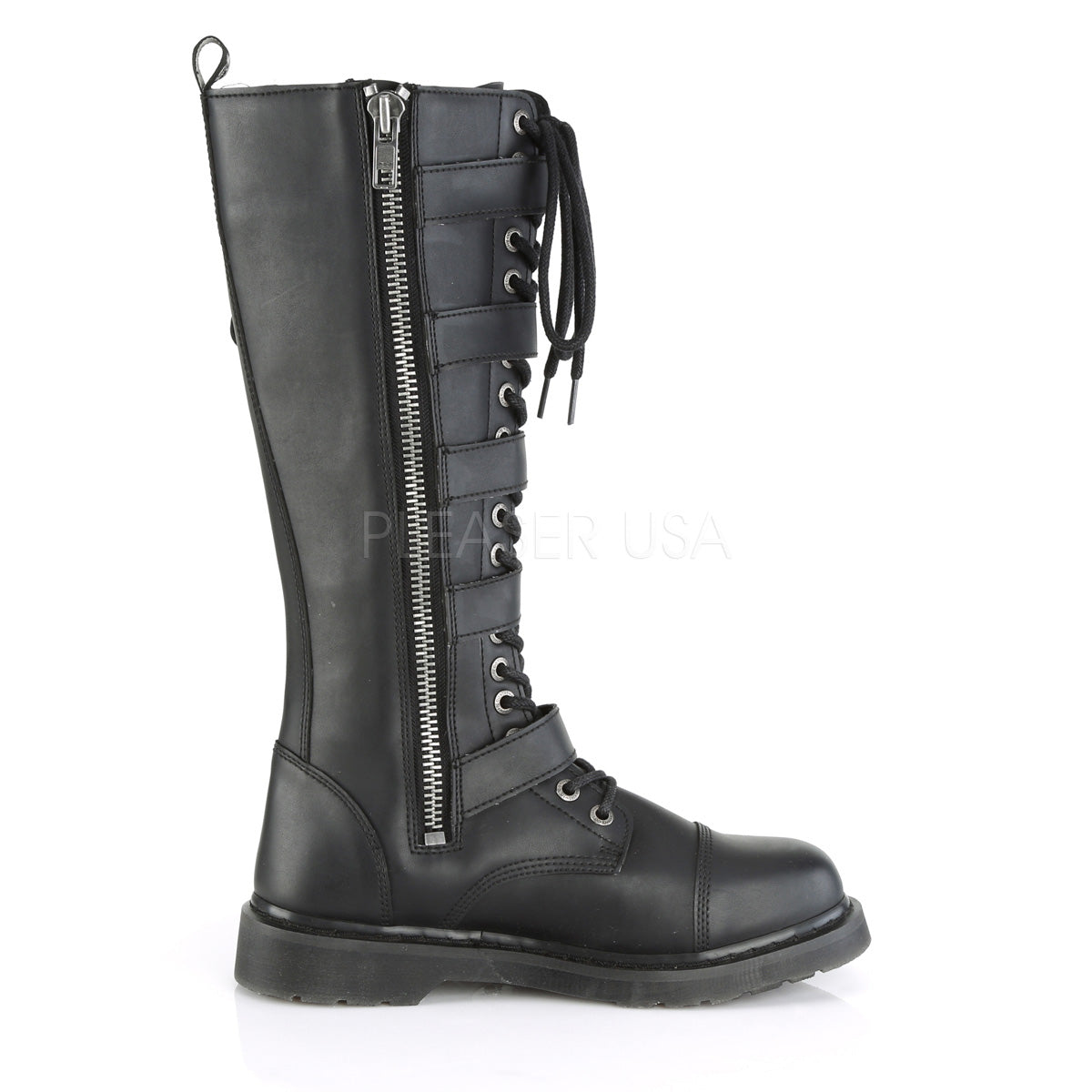 DEMONIA Bolt-425 Vegan Leather Mens Unisex Goth Rocker Biker Combat Boots - A Shoe Addiction