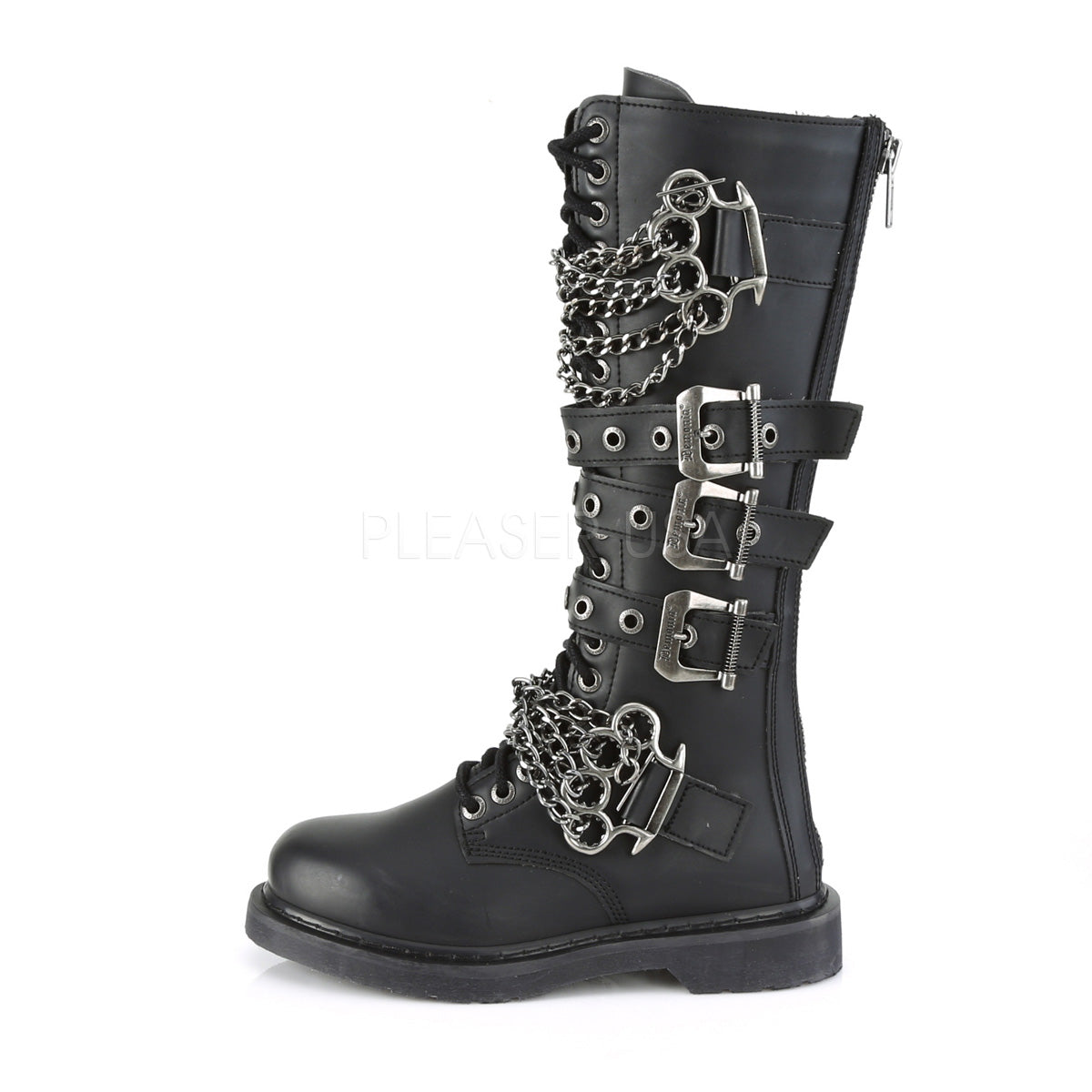 DEMONIA Bolt-450 Vegan Leather Mens Unisex Goth Rocker Biker Combat Boots - A Shoe Addiction