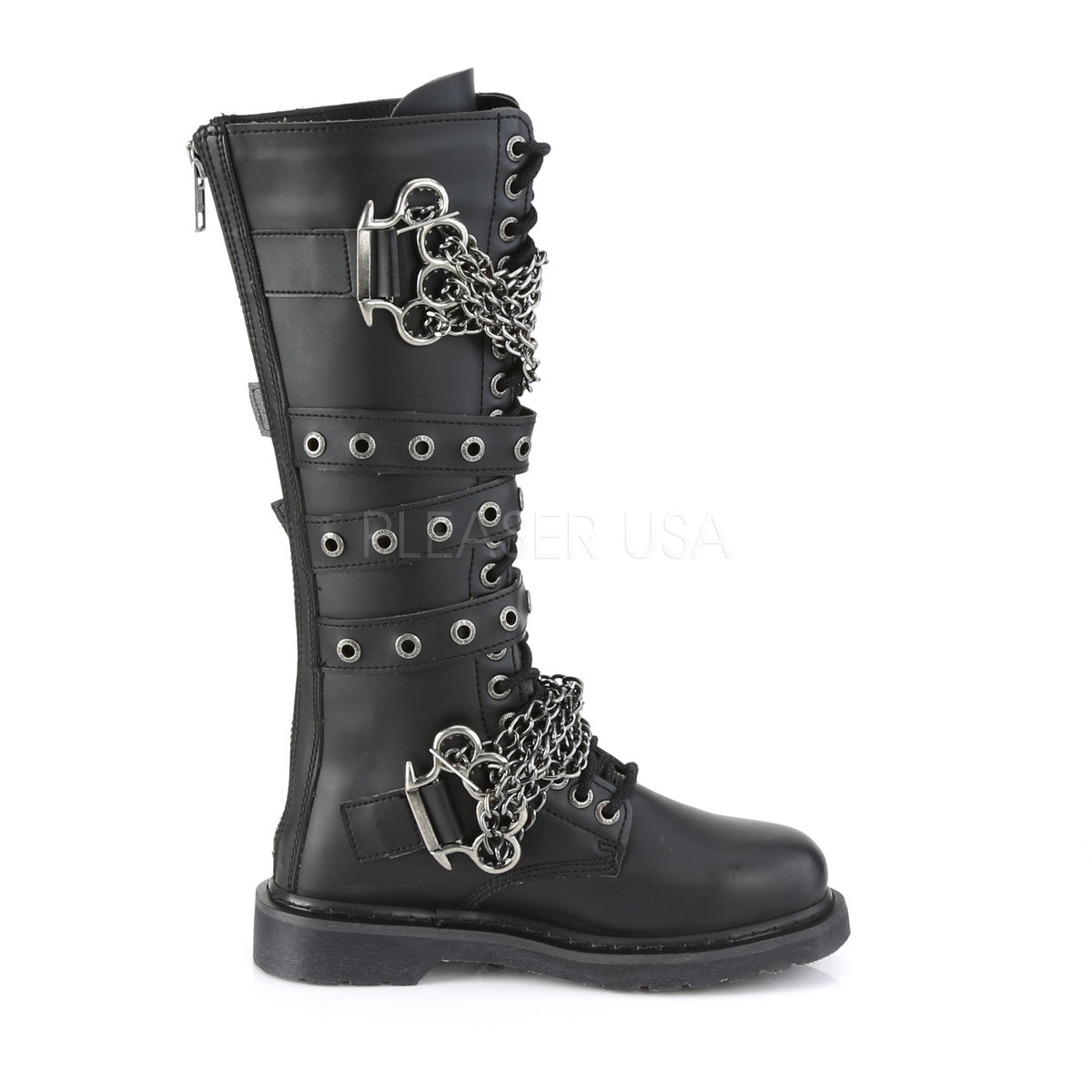 DEMONIA Bolt-450 Vegan Leather Mens Unisex Goth Rocker Biker Combat Boots - A Shoe Addiction
