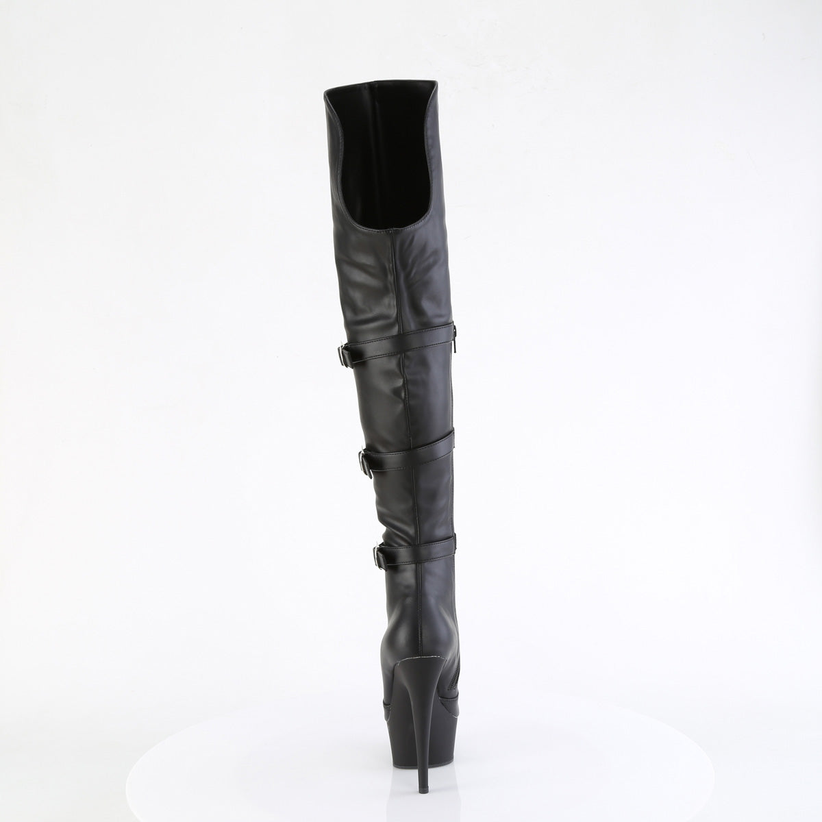 DELIGHT-3018 - Black Stretch Faux Leather Boots
