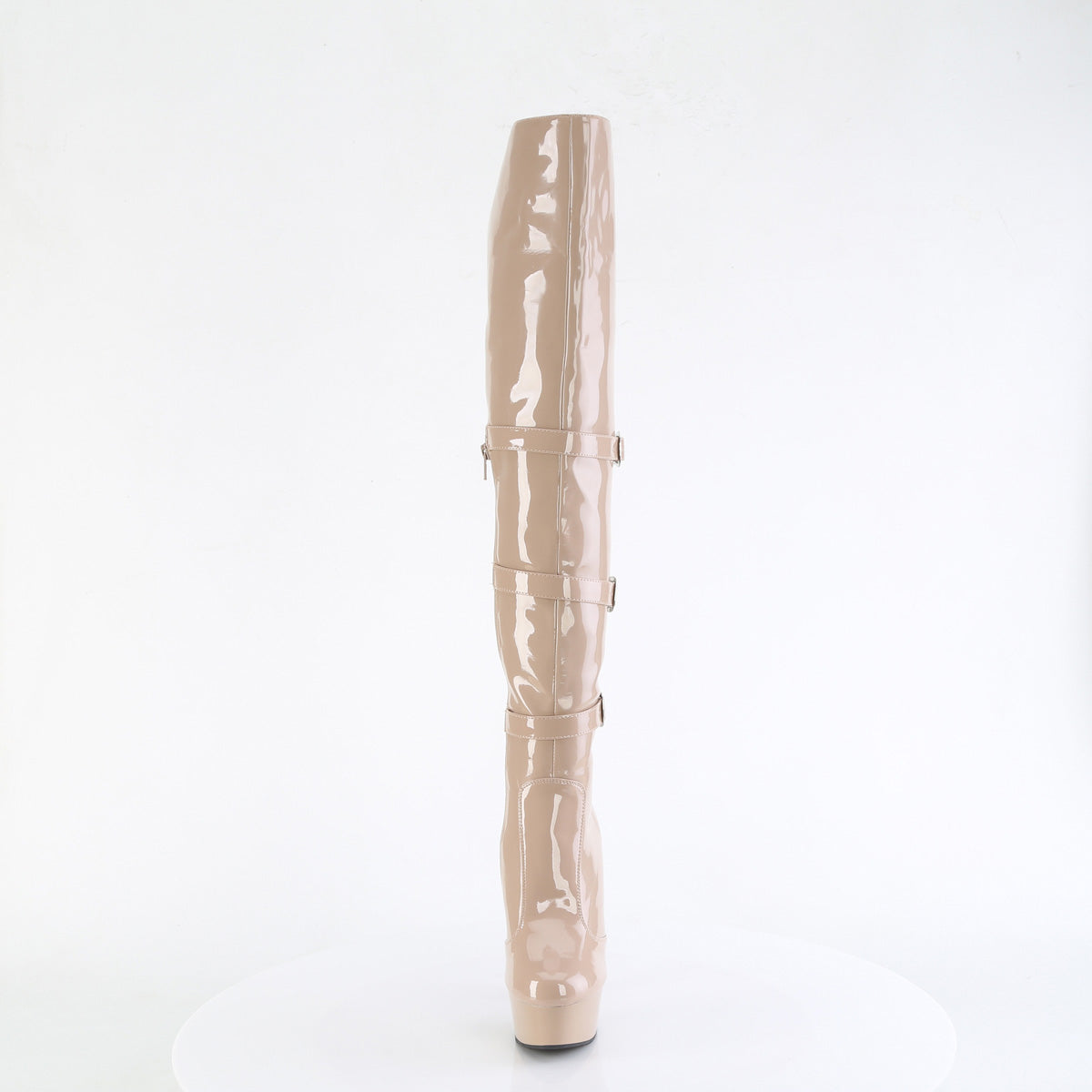 DELIGHT-3018 - Nude Stretch Patent Boots