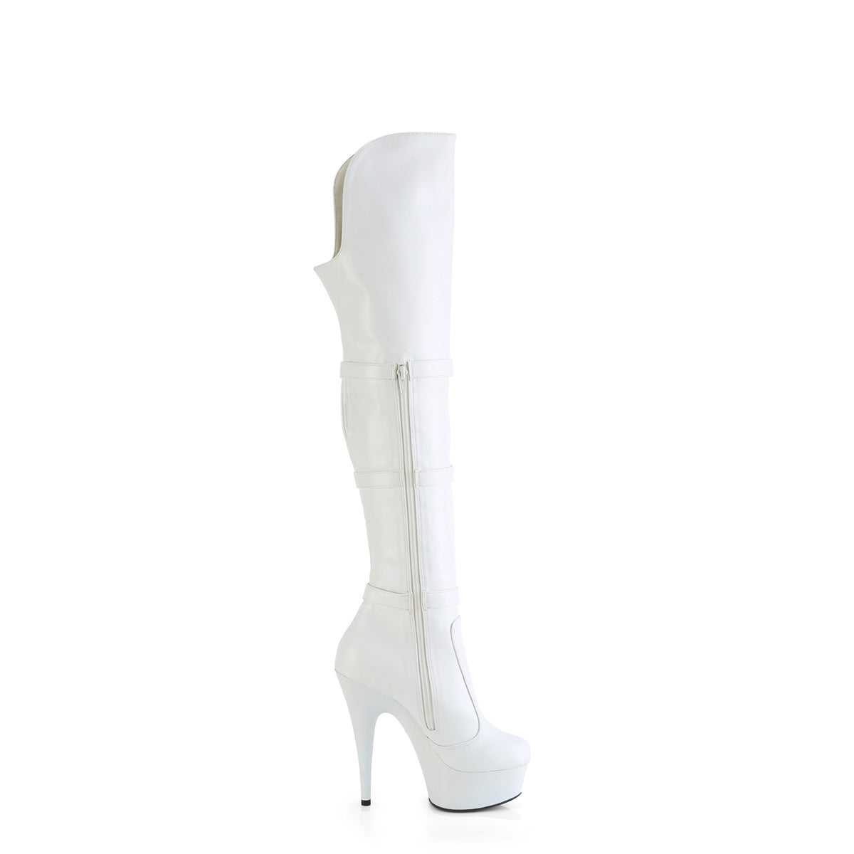 DELIGHT-3018 - White Stretch Faux Leather Boots