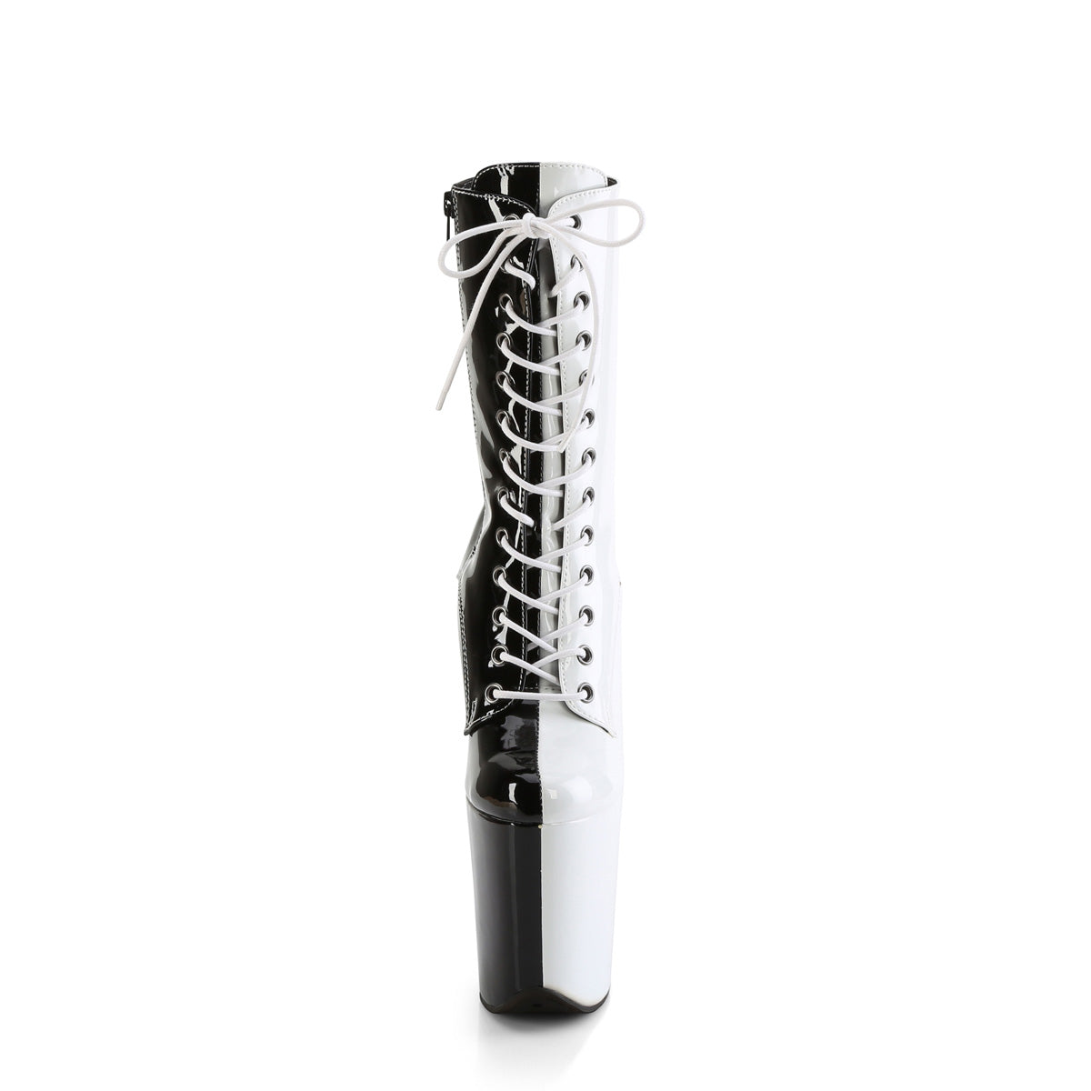 FLAMINGO-1040TT - Black-White Patent Boots