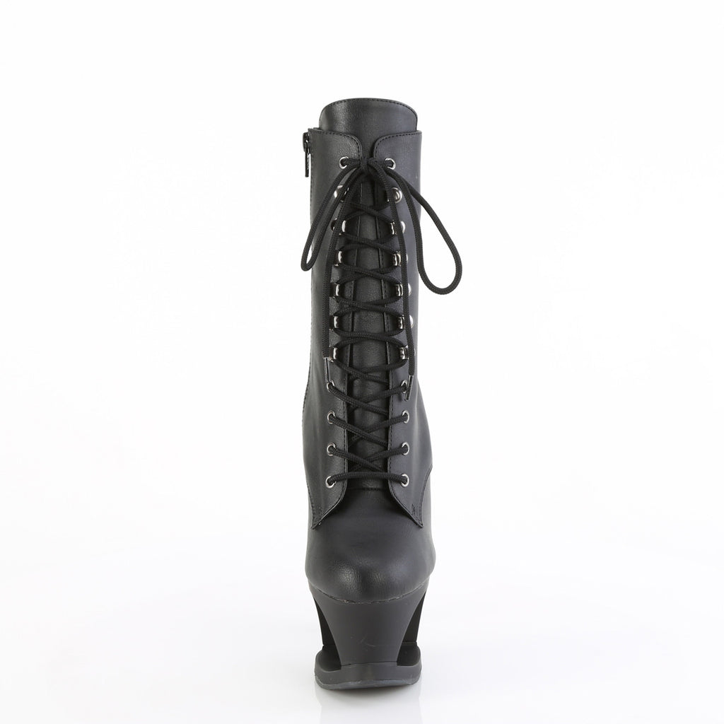 MOON-1020SK - Black Faux Leather-Pewter Boots