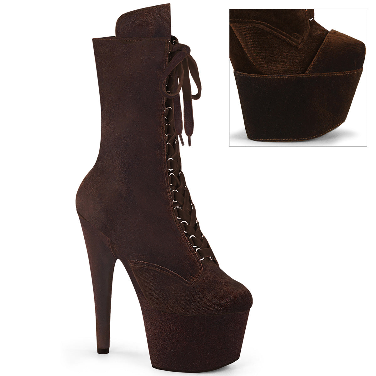 ADORE-1045VEL - Brown Velvet Boots w/ Matching Protectors