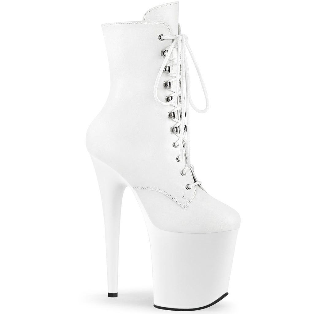 FLAMINGO-1020 - White Faux Leather Ankle Boots