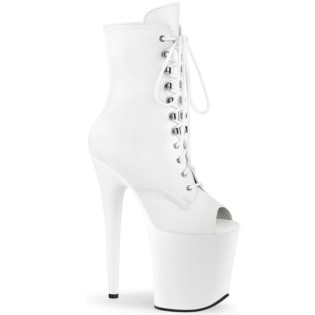 FLAMINGO-1021 - White Faux Leather Ankle Boots