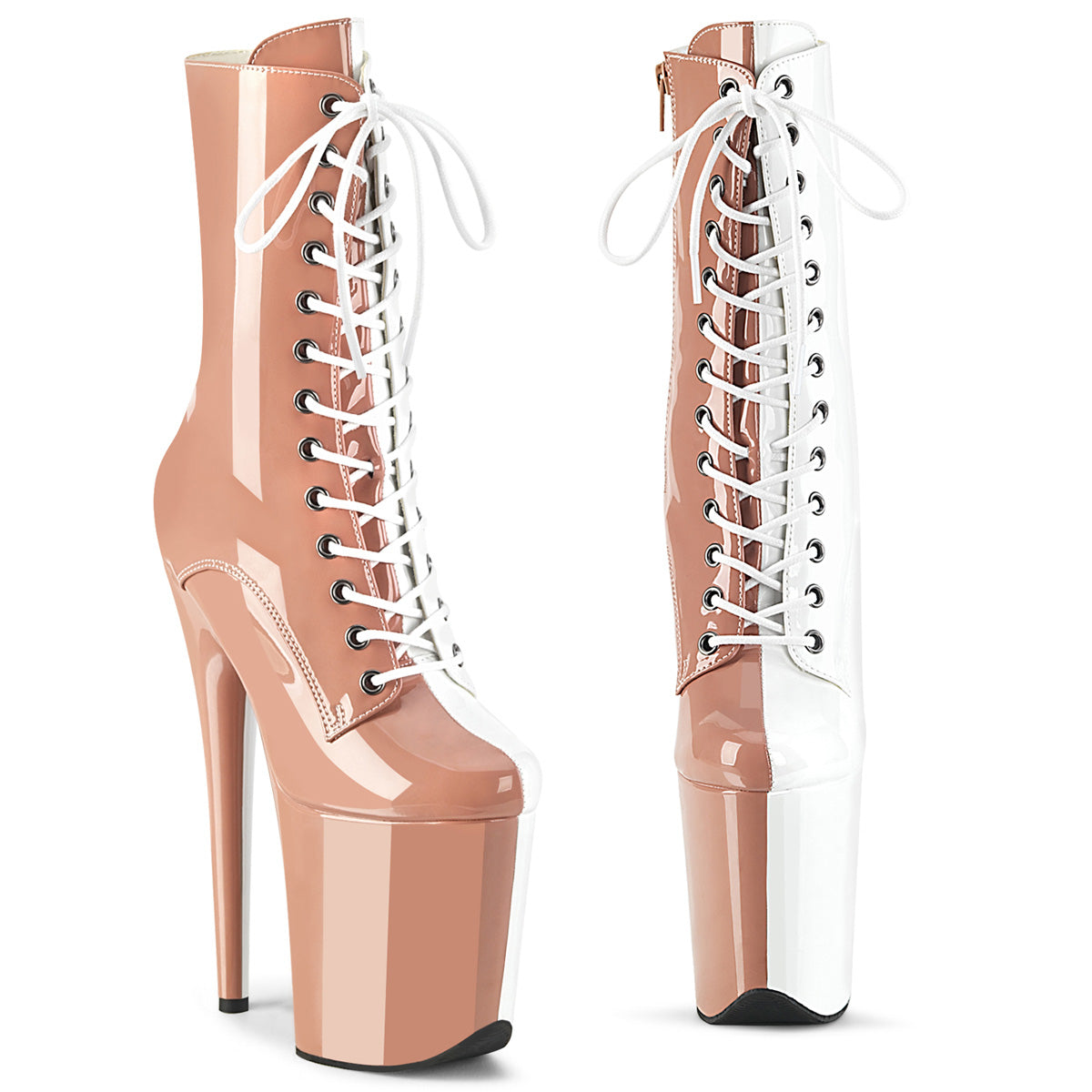 FLAMINGO-1040TT - Blush-White Patent Boots