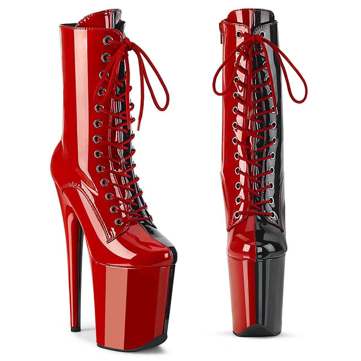FLAMINGO-1040TT - Red-Black Patent Boots