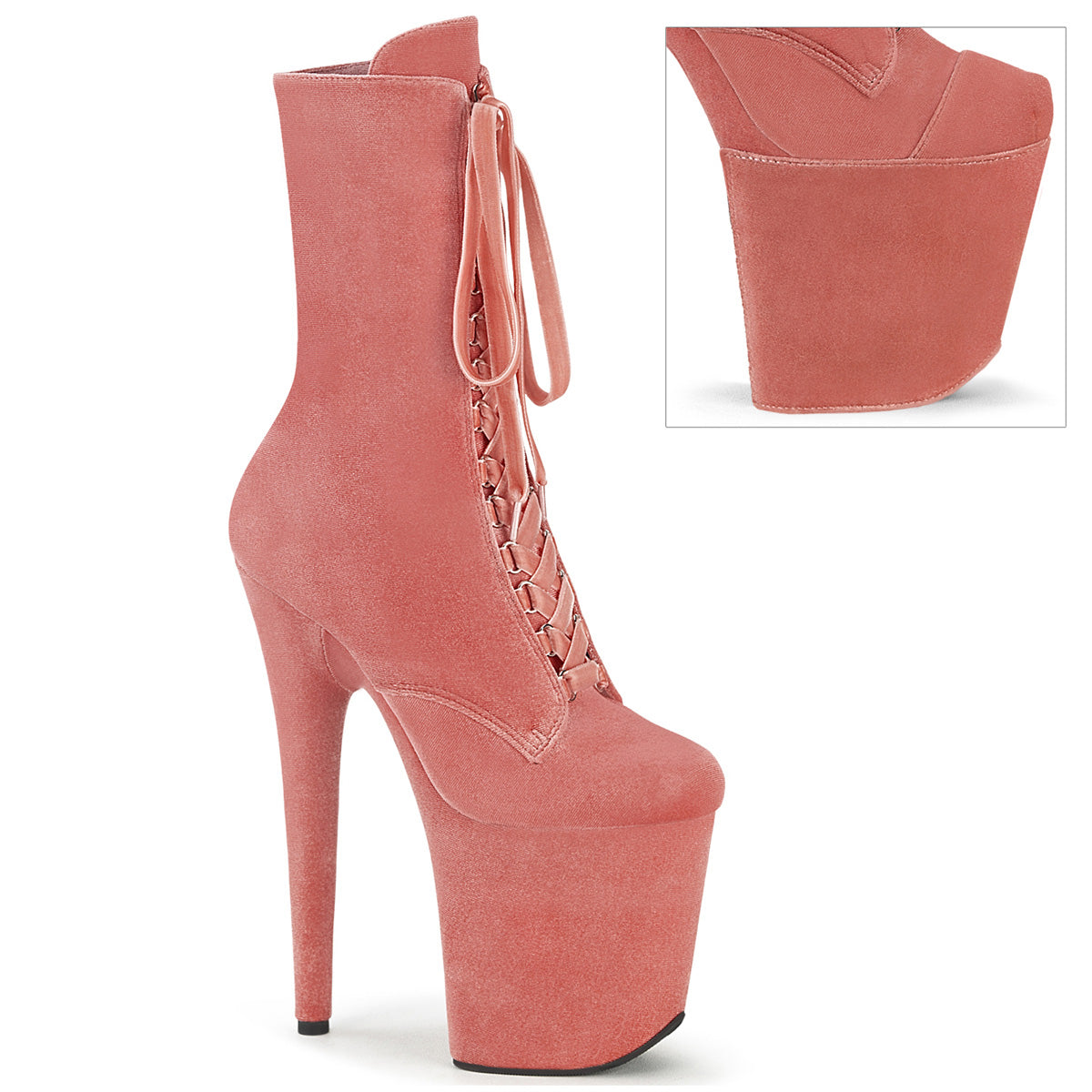 FLAMINGO-1045VEL - Dusty Pink Velvet Boots w/ Matching Boot Protectors