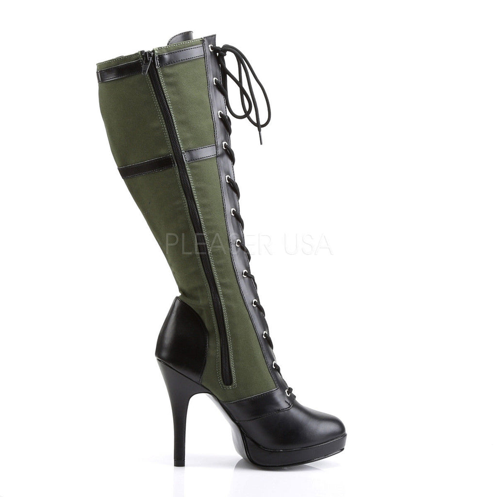 FUNTASMA Arena-2022 Army Green Khaki Star Military Cosplay Costume Knee Boots - A Shoe Addiction