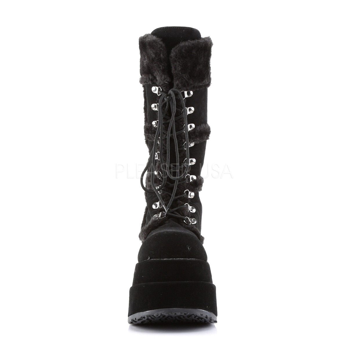DEMONIA Bear-202 Black Vegan Suede Goth Barbarian Viking Cosplay Winter Boots - A Shoe Addiction