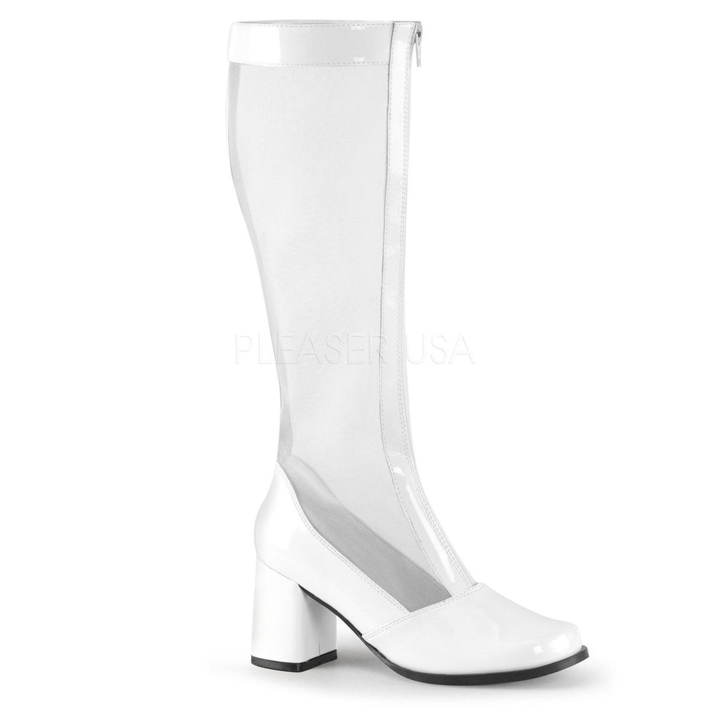 FUNTASMA Gogo-307 White Mesh Super Hero Cosplay Costume Drag 3" Boots Sizes 4-15 - A Shoe Addiction