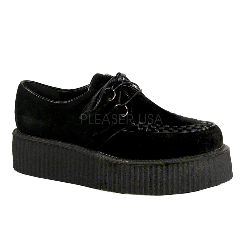 DEMONIA V-Creeper-502S Goth Vegan Suede Mens Unisex 2" Platform Creeper Shoes - A Shoe Addiction