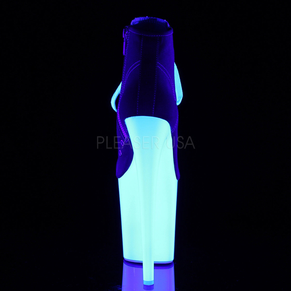 PLEASER Flamingo-800SK-02 Neon UV Reactive Canvas Platform Sneaker Boots 8" Heel - A Shoe Addiction