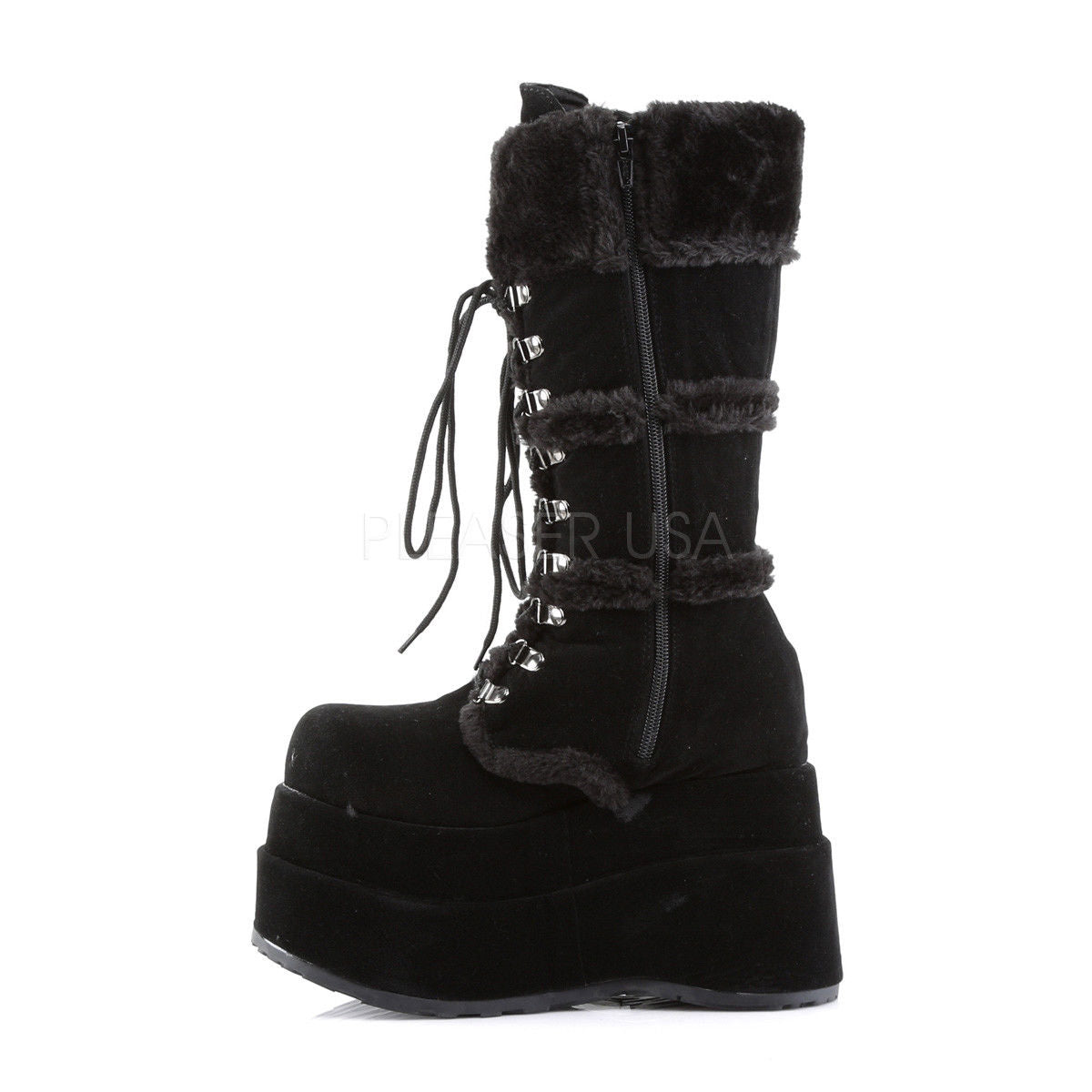 DEMONIA Bear-202 Black Vegan Suede Goth Barbarian Viking Cosplay Winter Boots - A Shoe Addiction