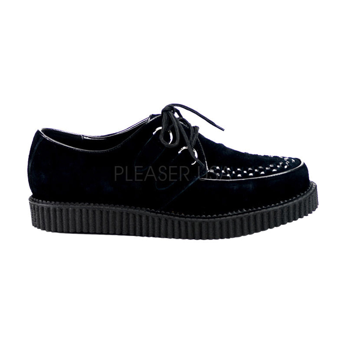 DEMONIA Creeper-602S Black Suede Men's Mens Unisex Goth Punk 1" Platform Shoes - A Shoe Addiction