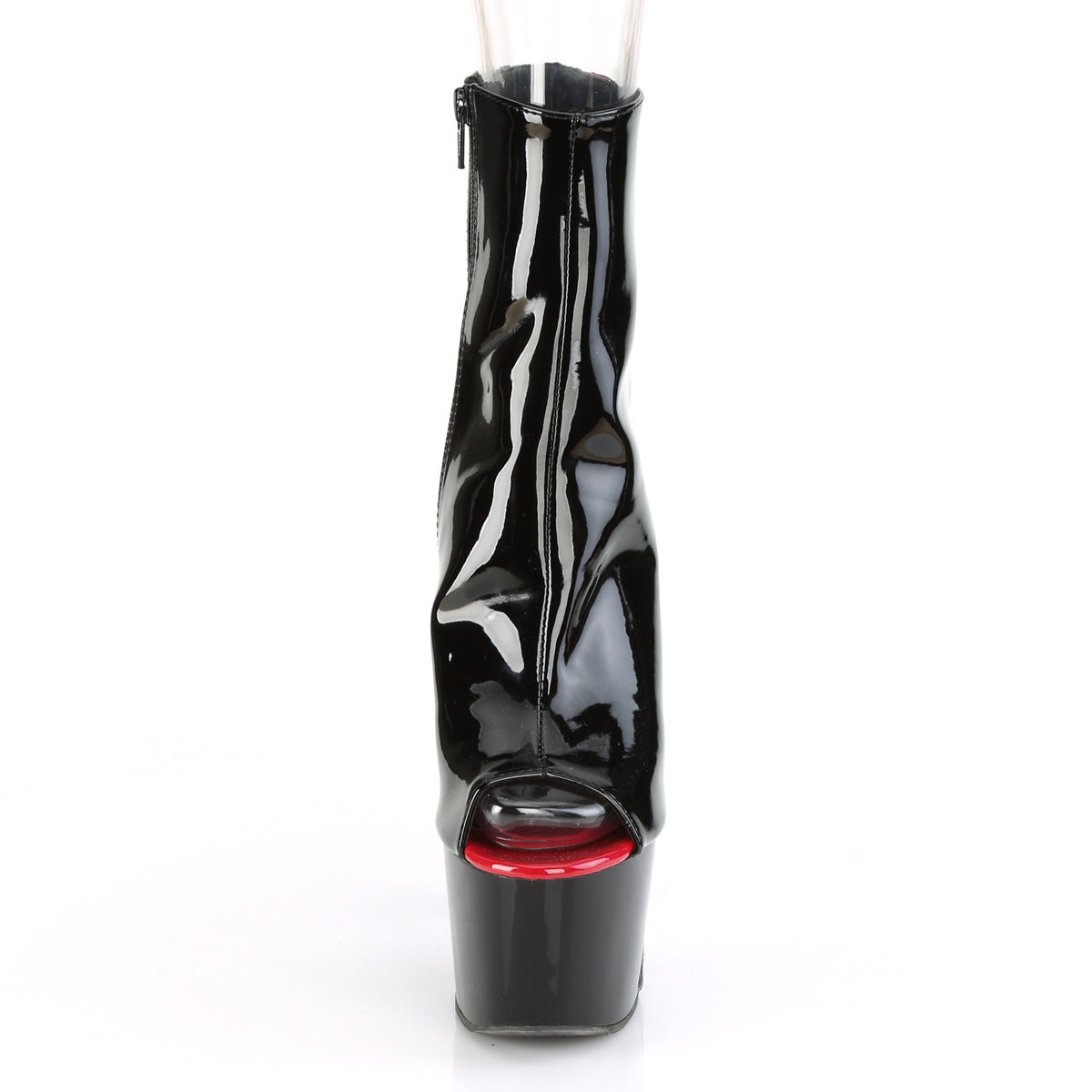 PLEASER Adore-1025 Sexy Black Red Corset Style Laces Goth Peep Toe Ankle Boots - A Shoe Addiction