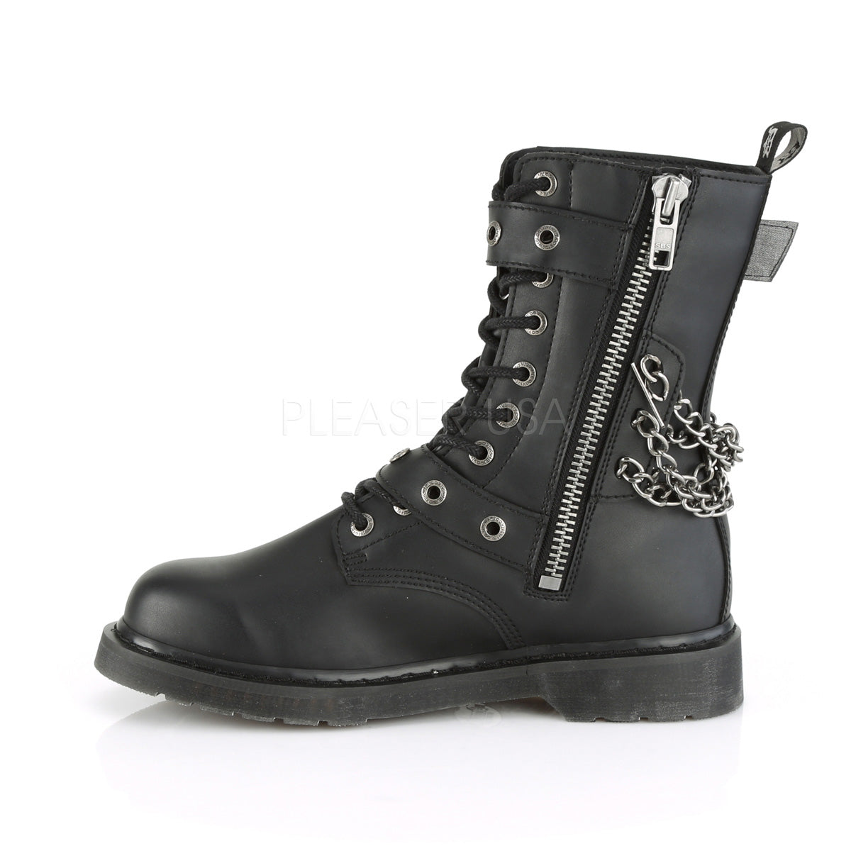 DEMONIA Bolt-250 Vegan Leather Mens Unisex Goth Rocker Biker Combat Boots - A Shoe Addiction