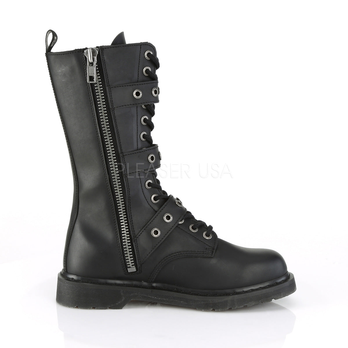 IN STOCK / SALE - DEMONIA Bolt-330 Black Vegan Leather Boots Men's 6 Women's 8 - A Shoe Addiction