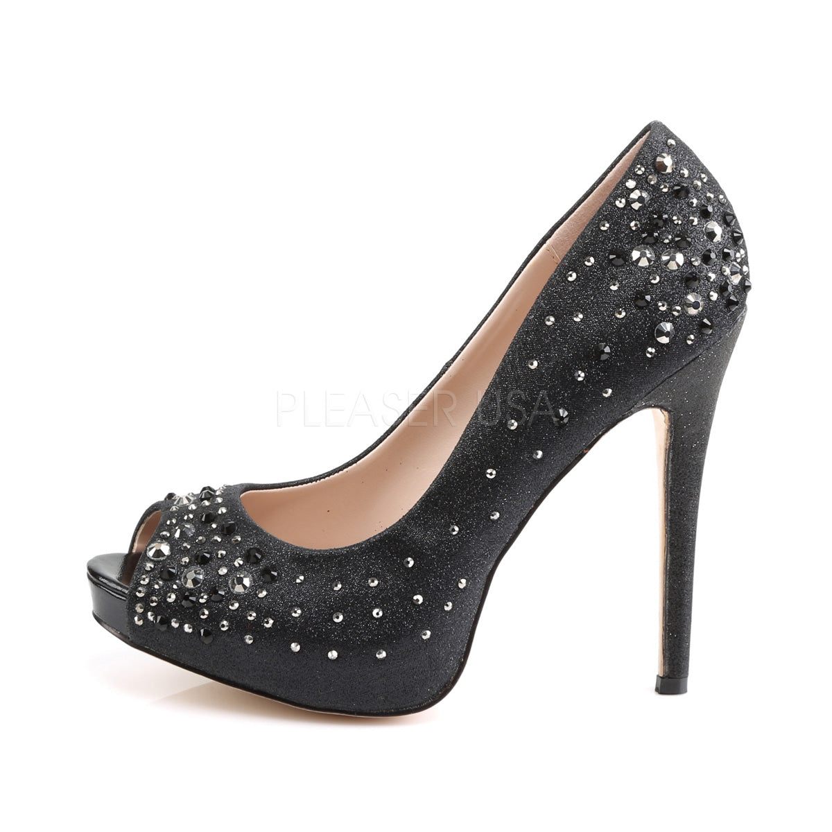 IN STOCK / SALE - Fabulicious Heiress-22R Black Rhinestone Dress Heels AU Size 5 - A Shoe Addiction