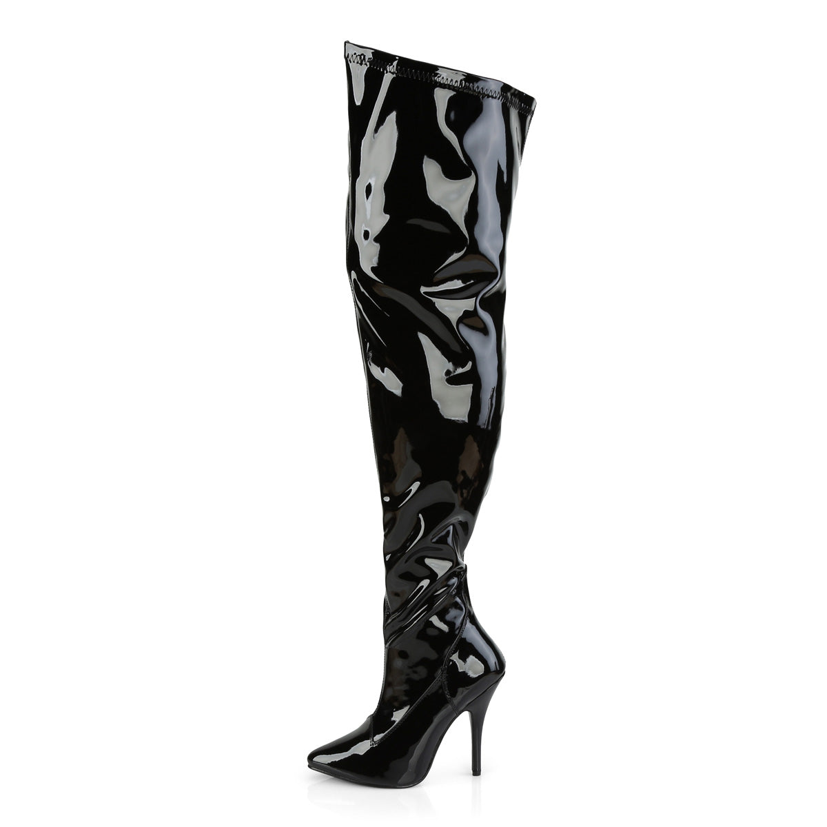 SEDUCE-3000WC - Black Stretch Patent Wide Calf Boots