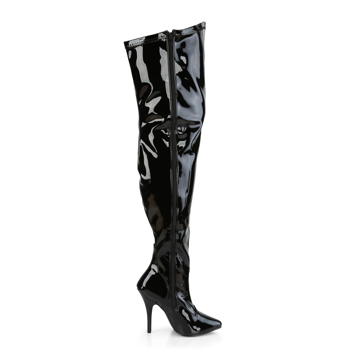 SEDUCE-3000WC - Black Stretch Patent Wide Calf Boots
