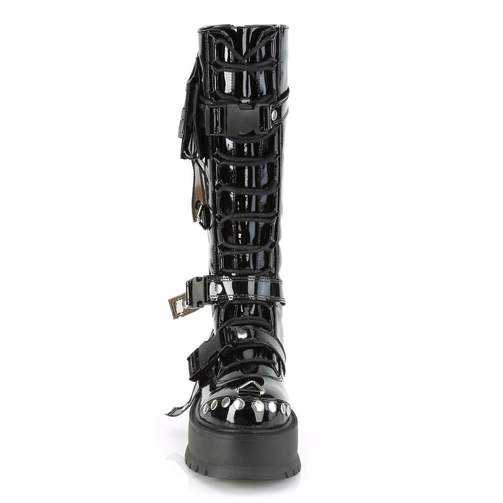 SLACKER-260 - Black Patent Boots