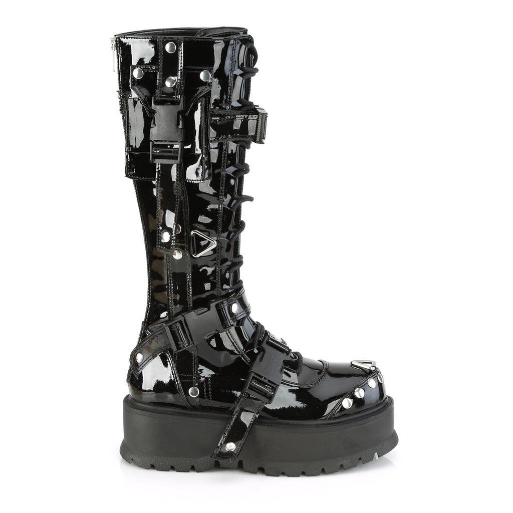 SLACKER-260 - Black Patent Boots