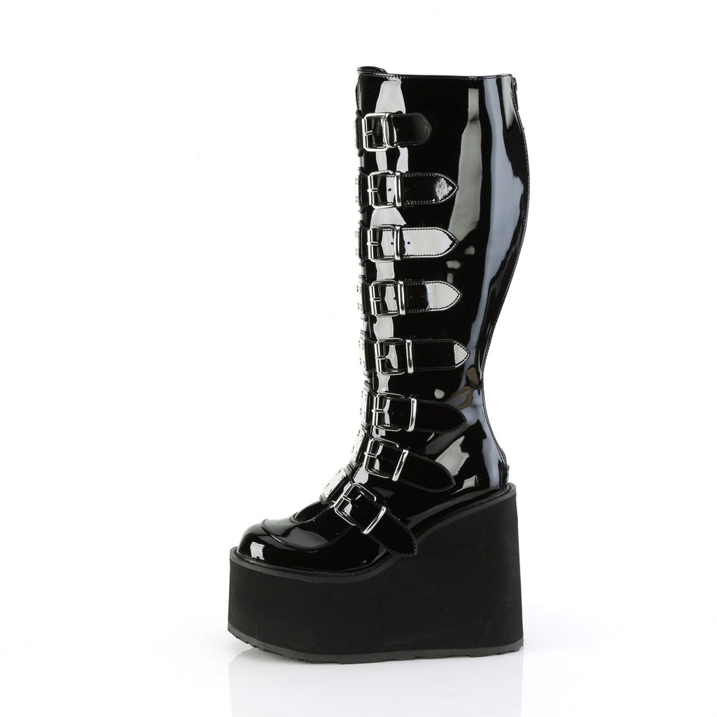 SWING-815WC - Black Patent Wide Calf Boots
