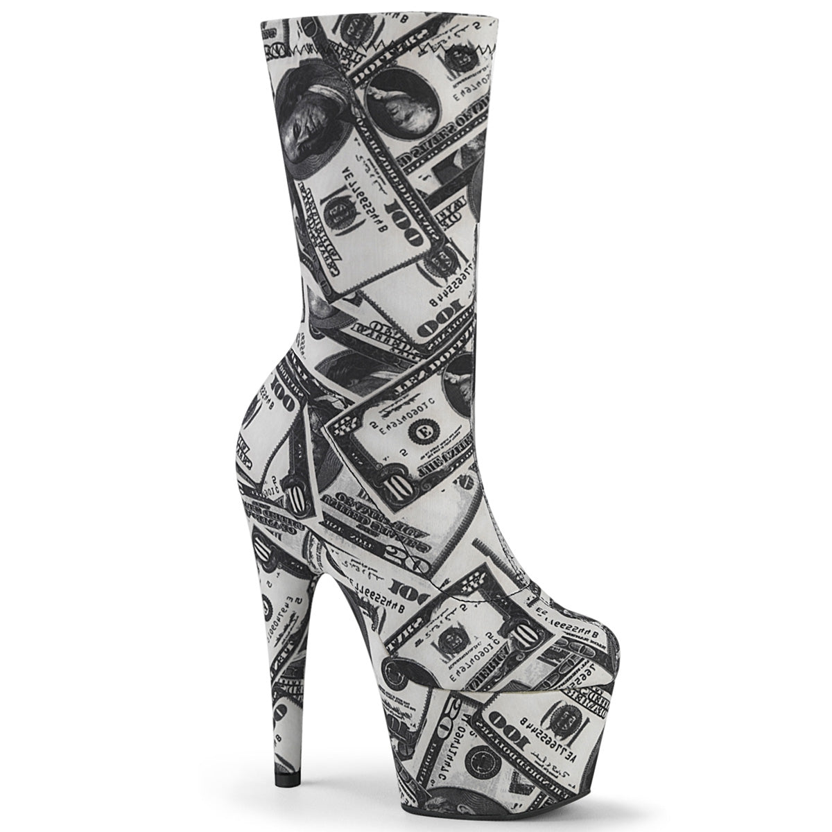 ADORE-1002DP - White-Black Stretch Fabric Boots