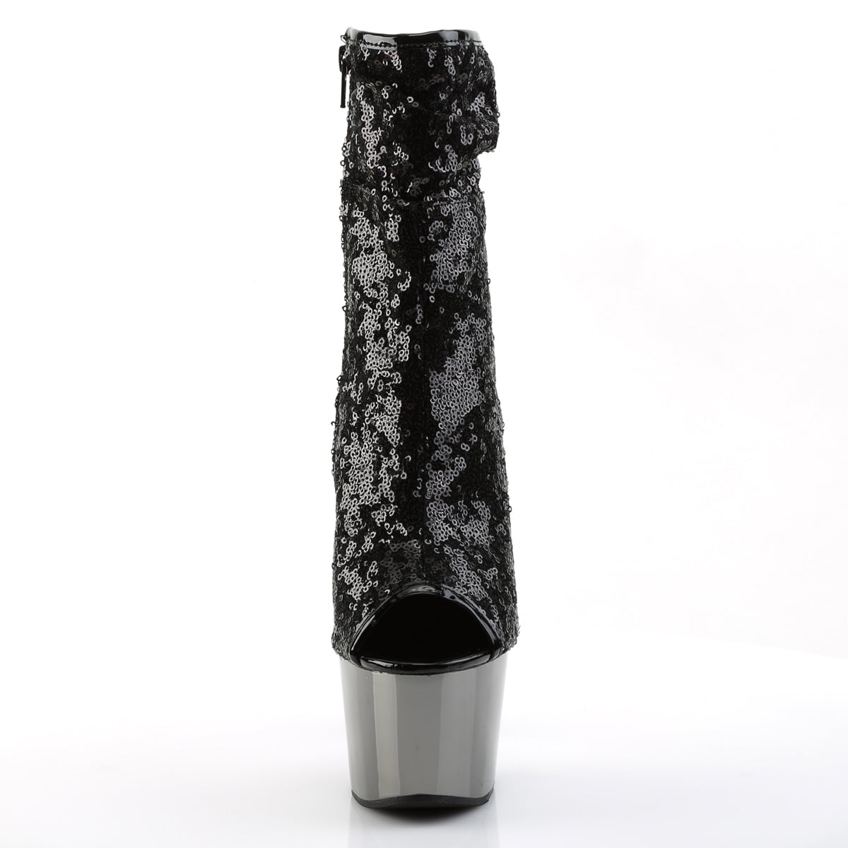 ADORE-1008SQ - Black Sequins/Dark Pewter Chrome Boots