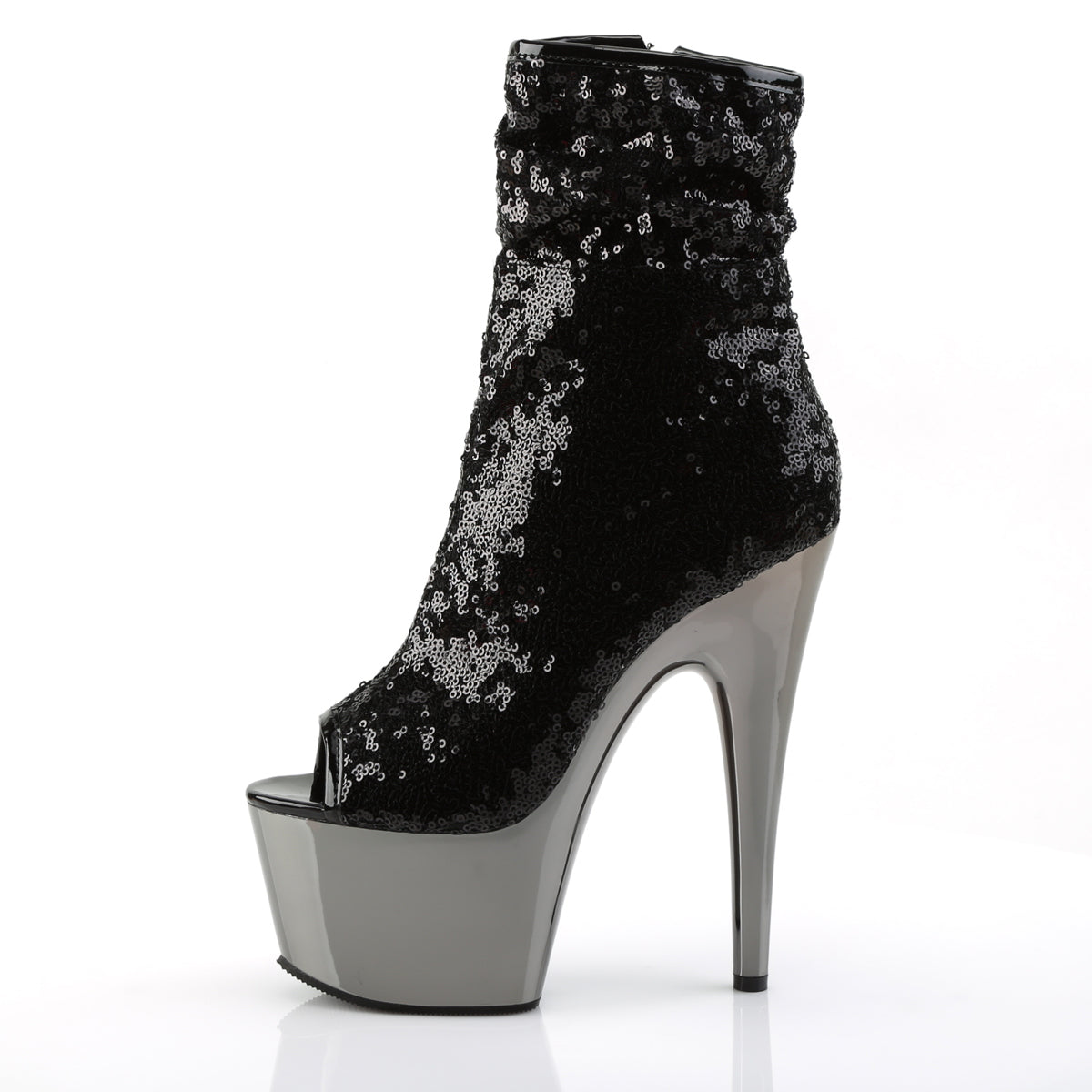 ADORE-1008SQ - Black Sequins/Dark Pewter Chrome Boots