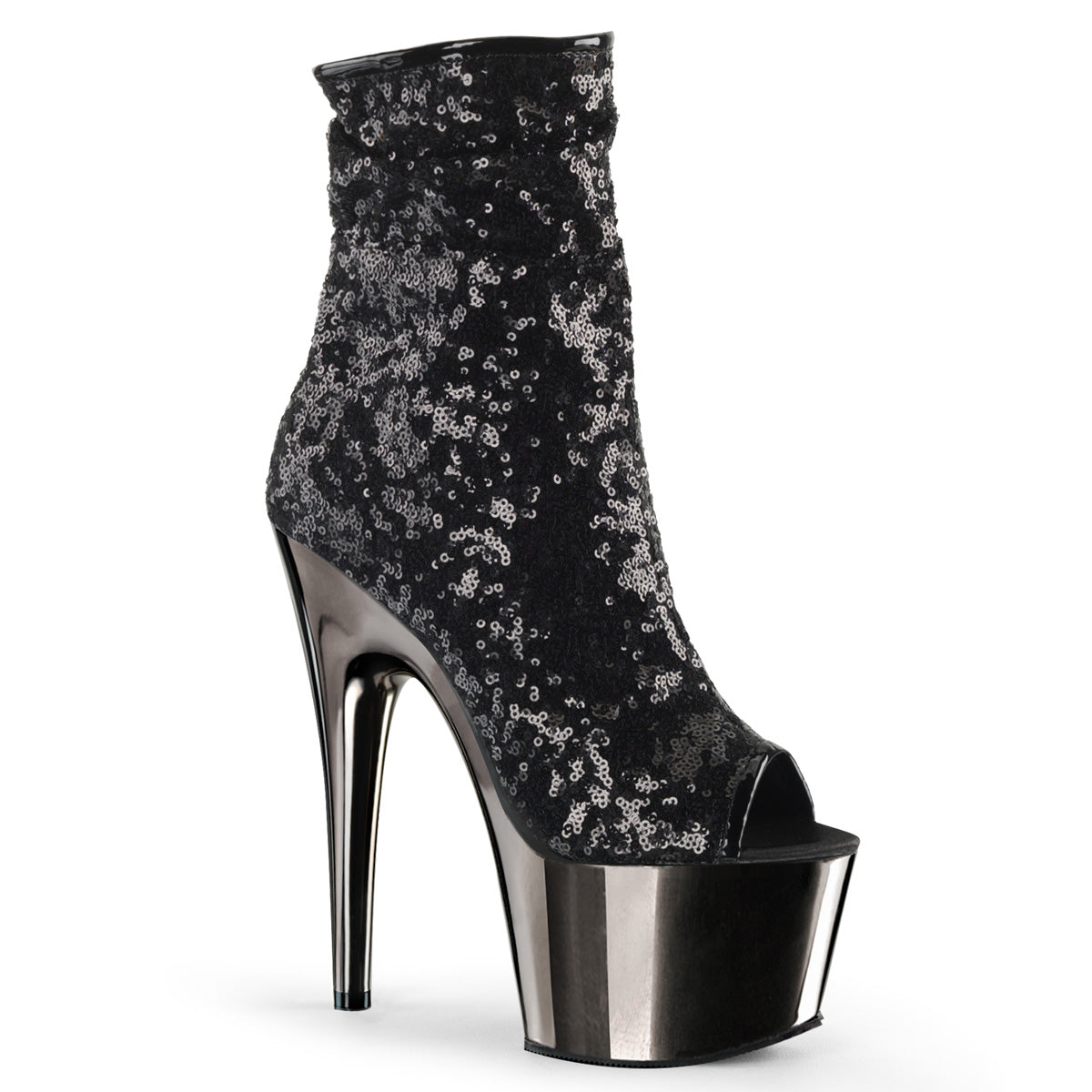 ADORE-1008SQ - Black Sequins/Dark Pewter Chrome Boots