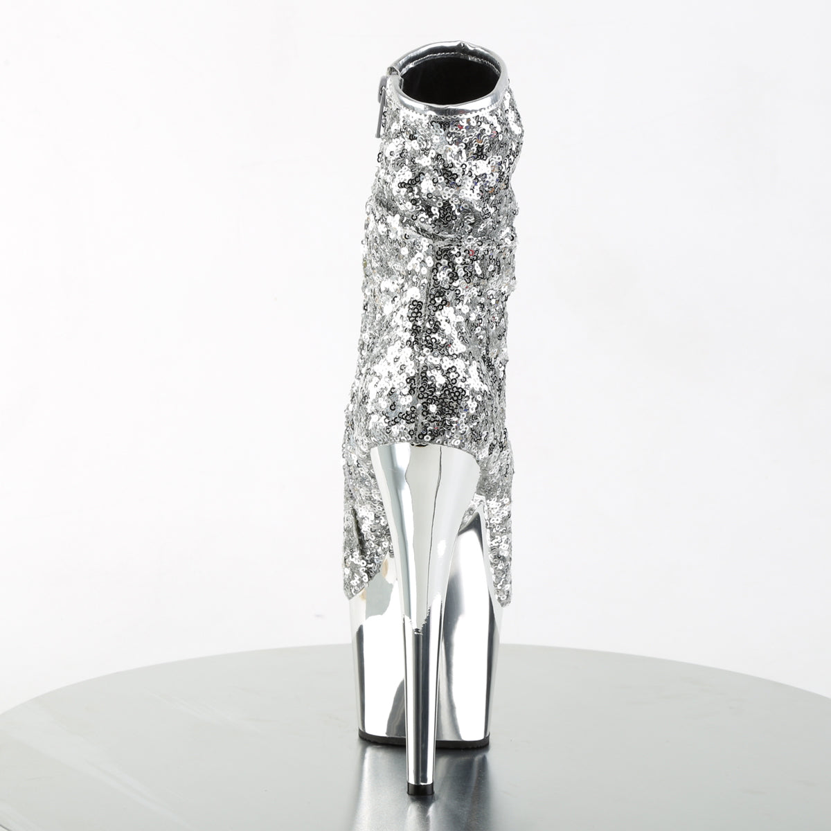ADORE-1008SQ - Silver Sequins/Chrome Boots