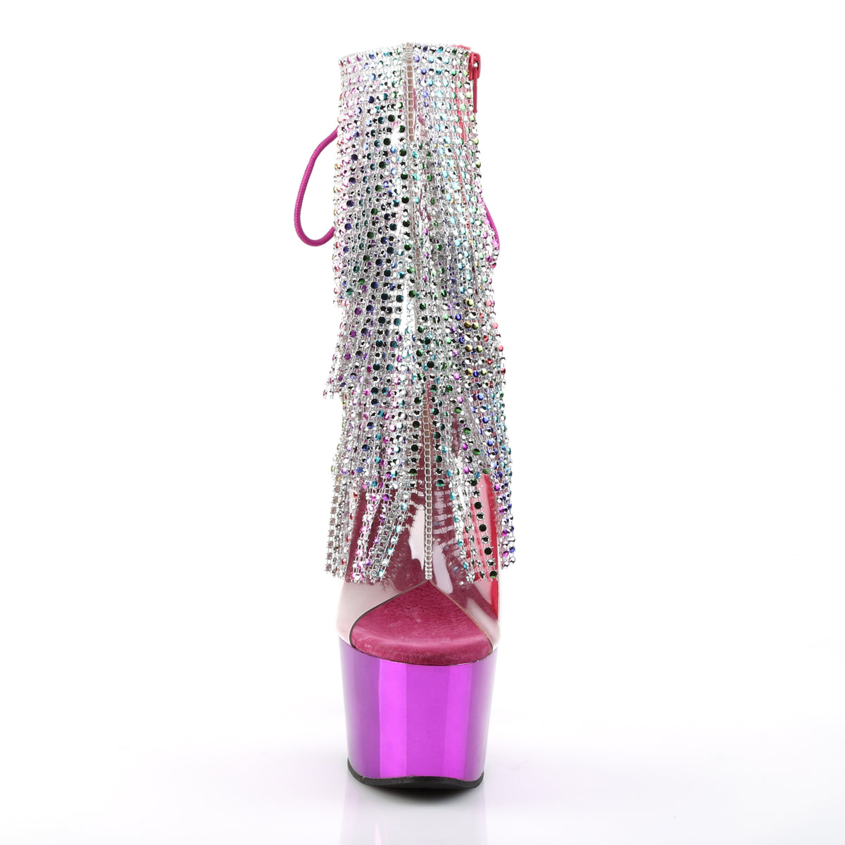 ADORE-1017RSF - Clear-Multi/Fuchsia Chrome Boots