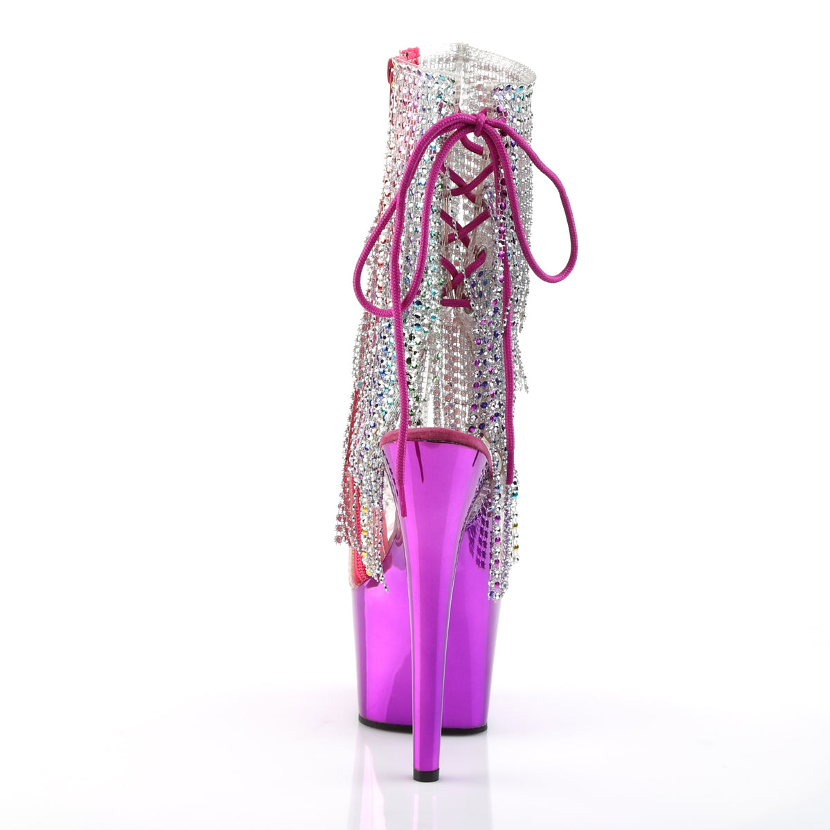 ADORE-1017RSF - Clear-Multi/Fuchsia Chrome Boots