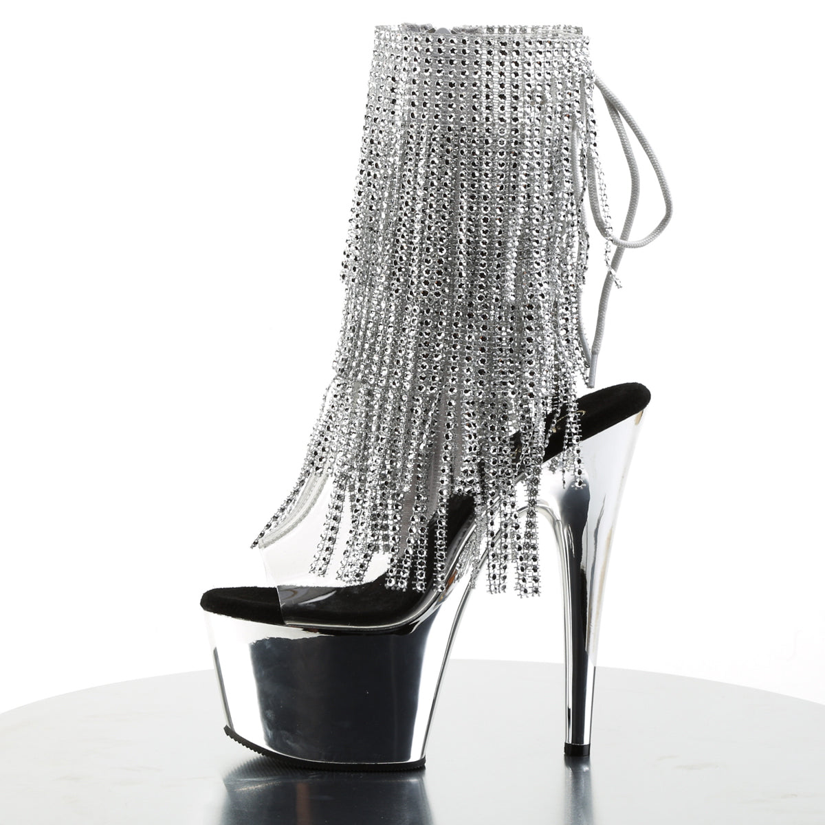 ADORE-1017RSF - Clear-Silver/Silver Chrome Boots