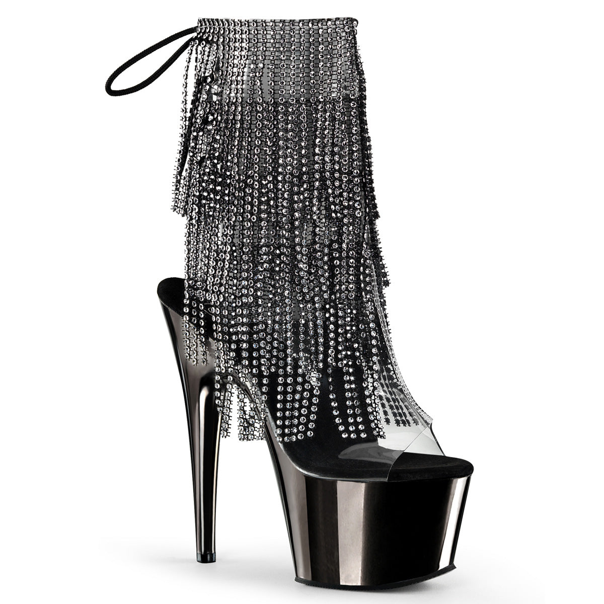 ADORE-1017RSF - Clear-Black/Dark Pewter Chrome Boots