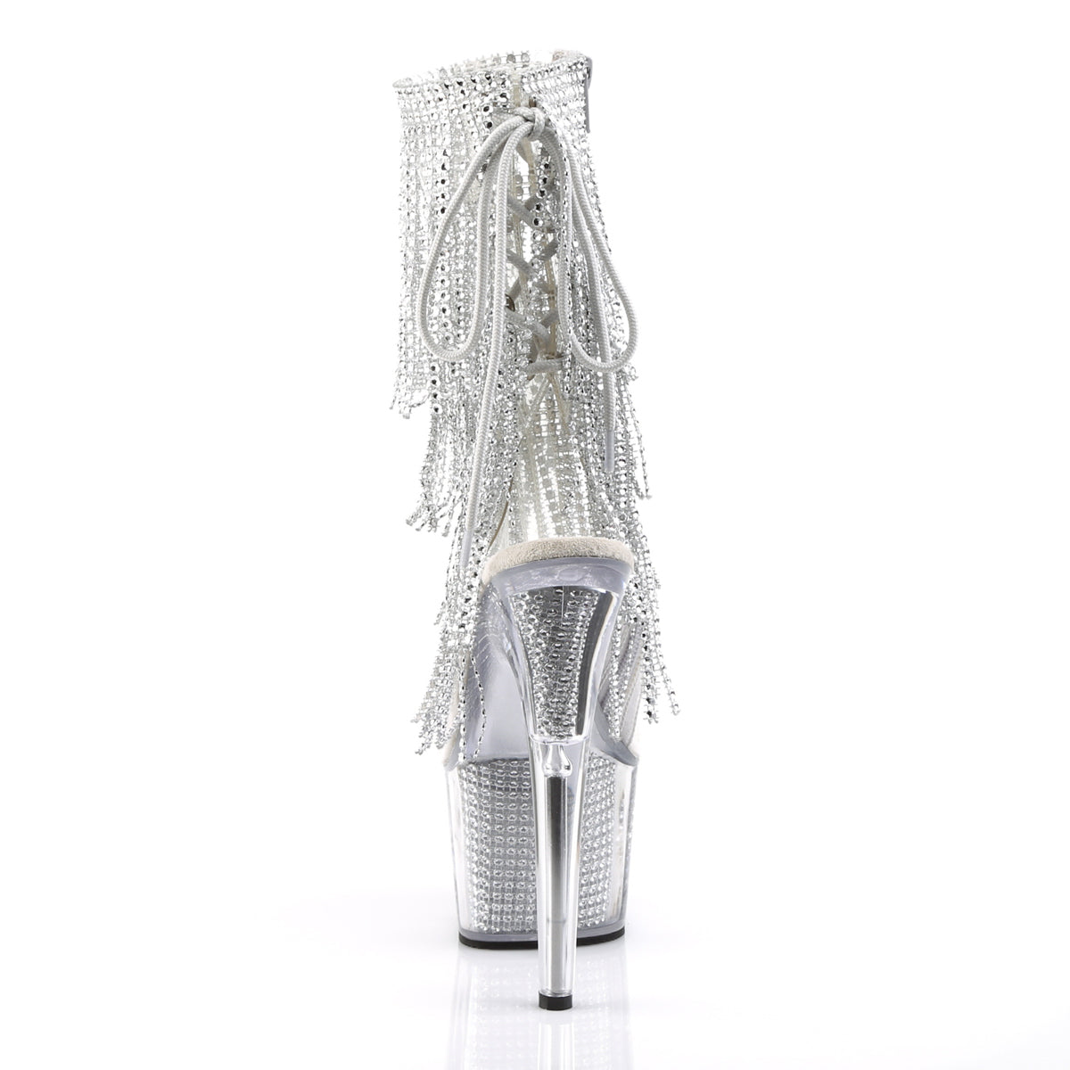 ADORE-1017SRS - Clear-Silver Rhinestones/Silver SRS Boots