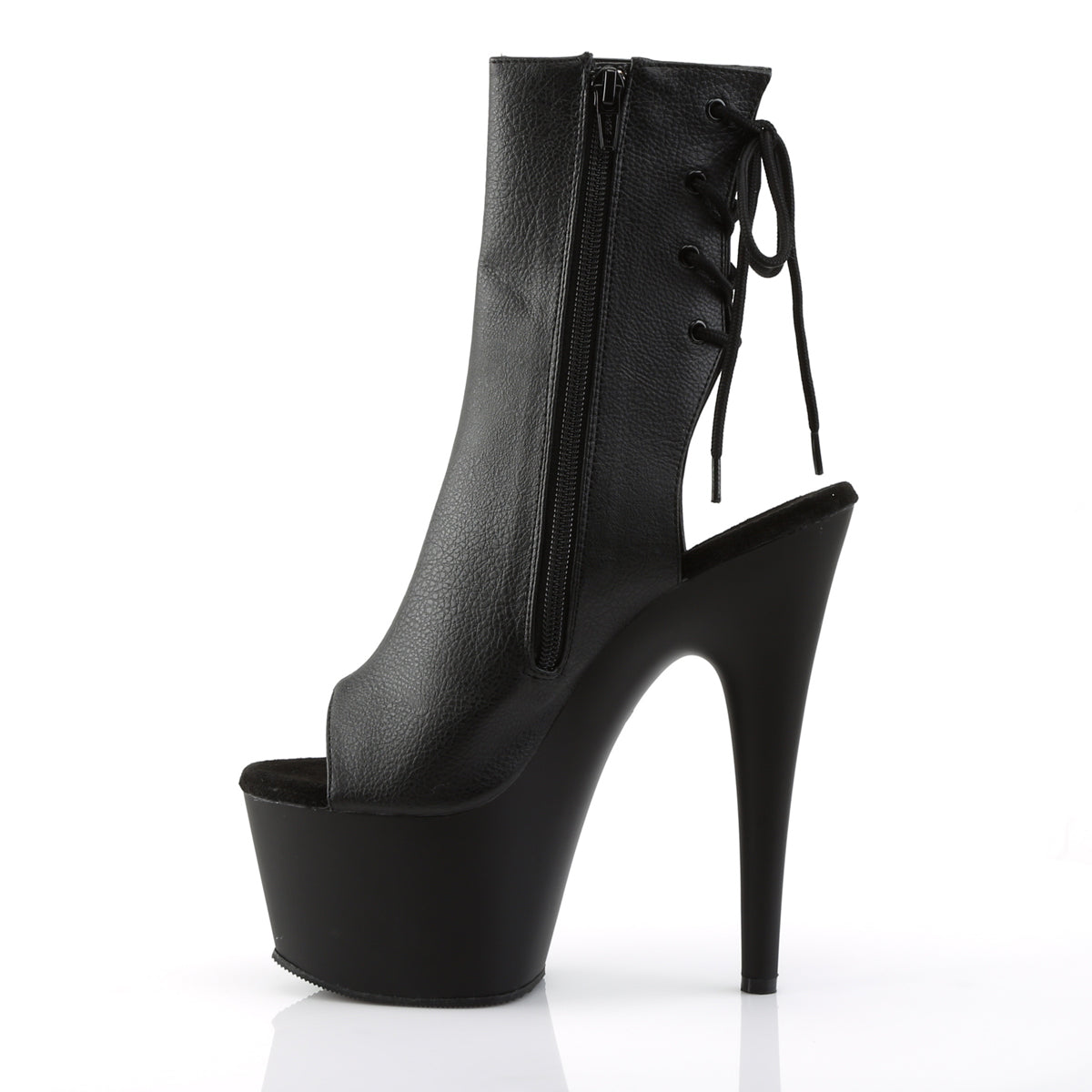 PLEASER ADORE-1018 - Black Faux Leather Boots