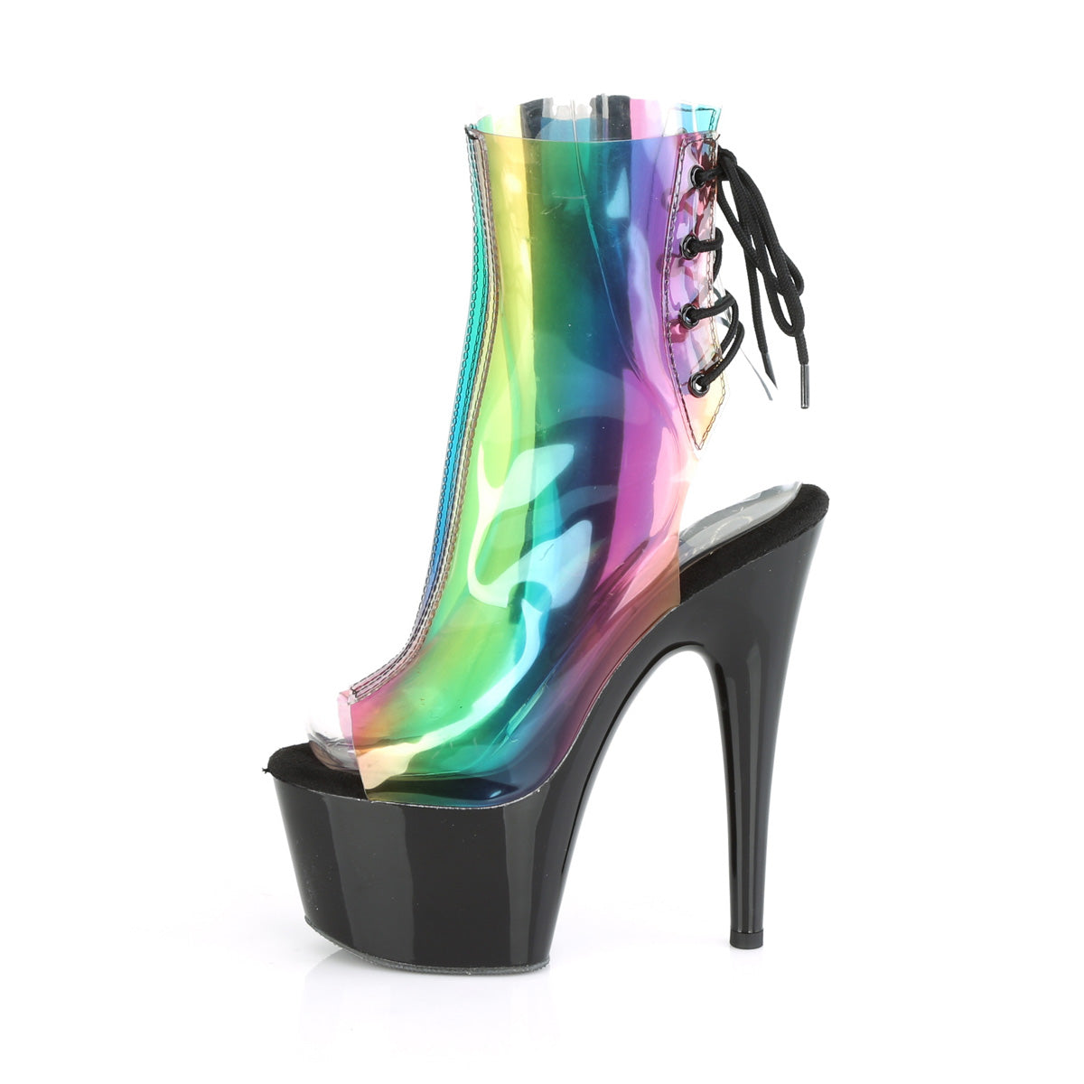 ADORE-1018C-RB - Rainbow PVC/Black Boots