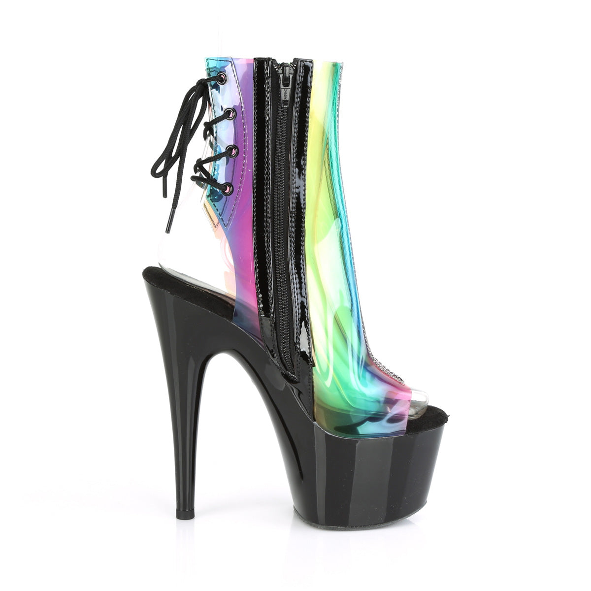 ADORE-1018C-RB - Rainbow PVC/Black Boots