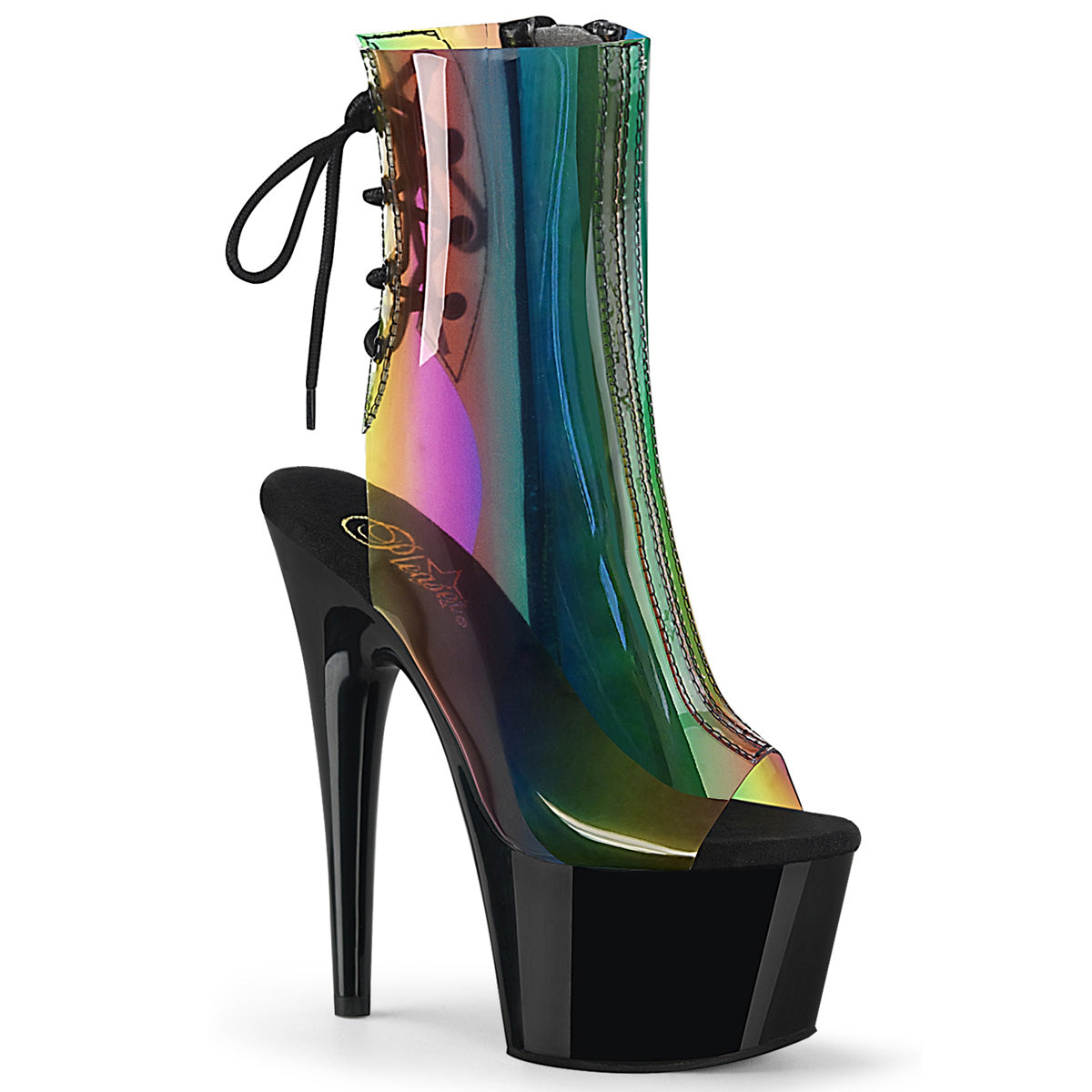 ADORE-1018C-RB - Rainbow PVC/Black Boots