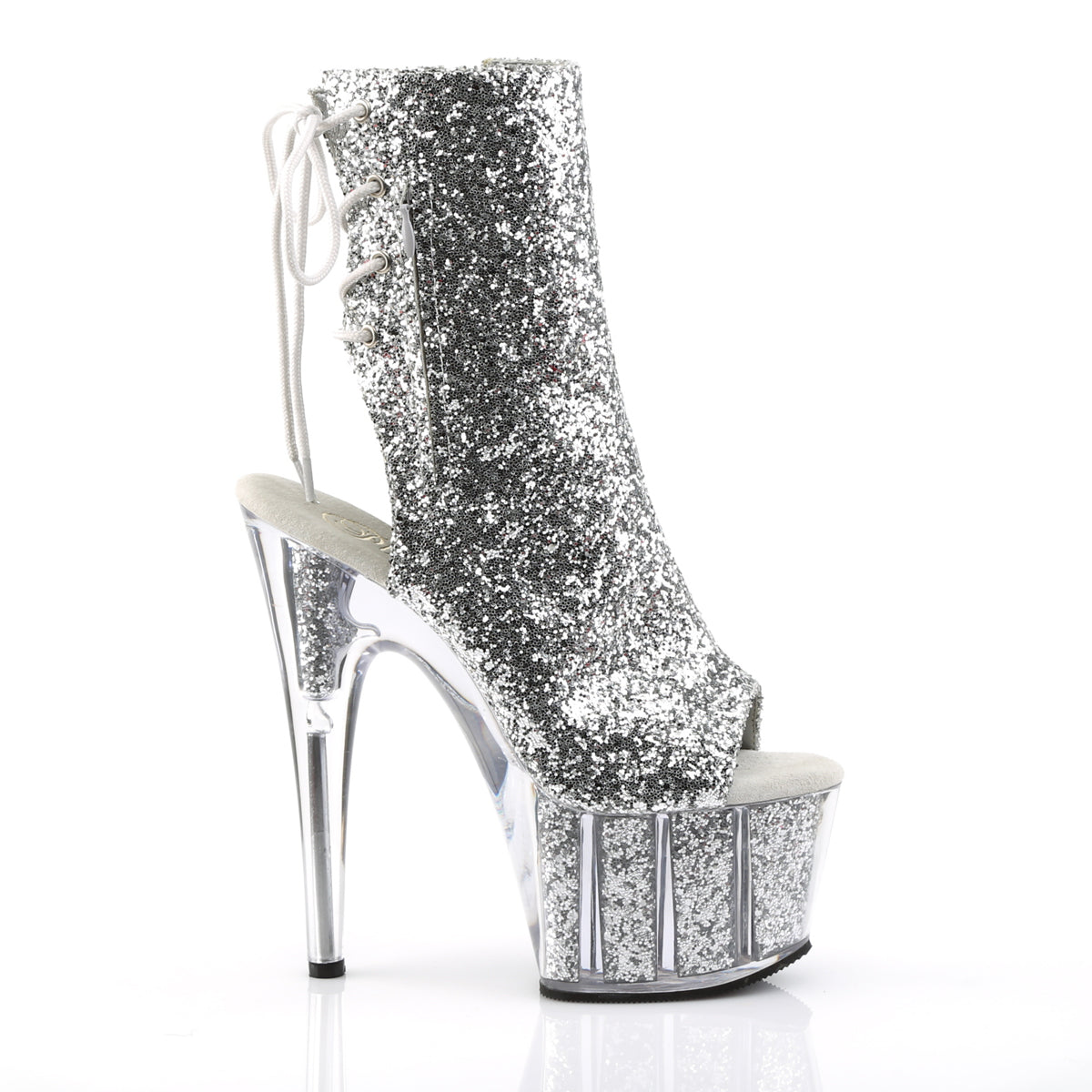 ADORE-1018G - Silver Glitter Boots