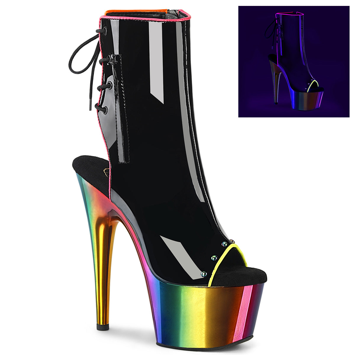 ADORE-1018RC-02 - Black Patent/Rainbow Chrome