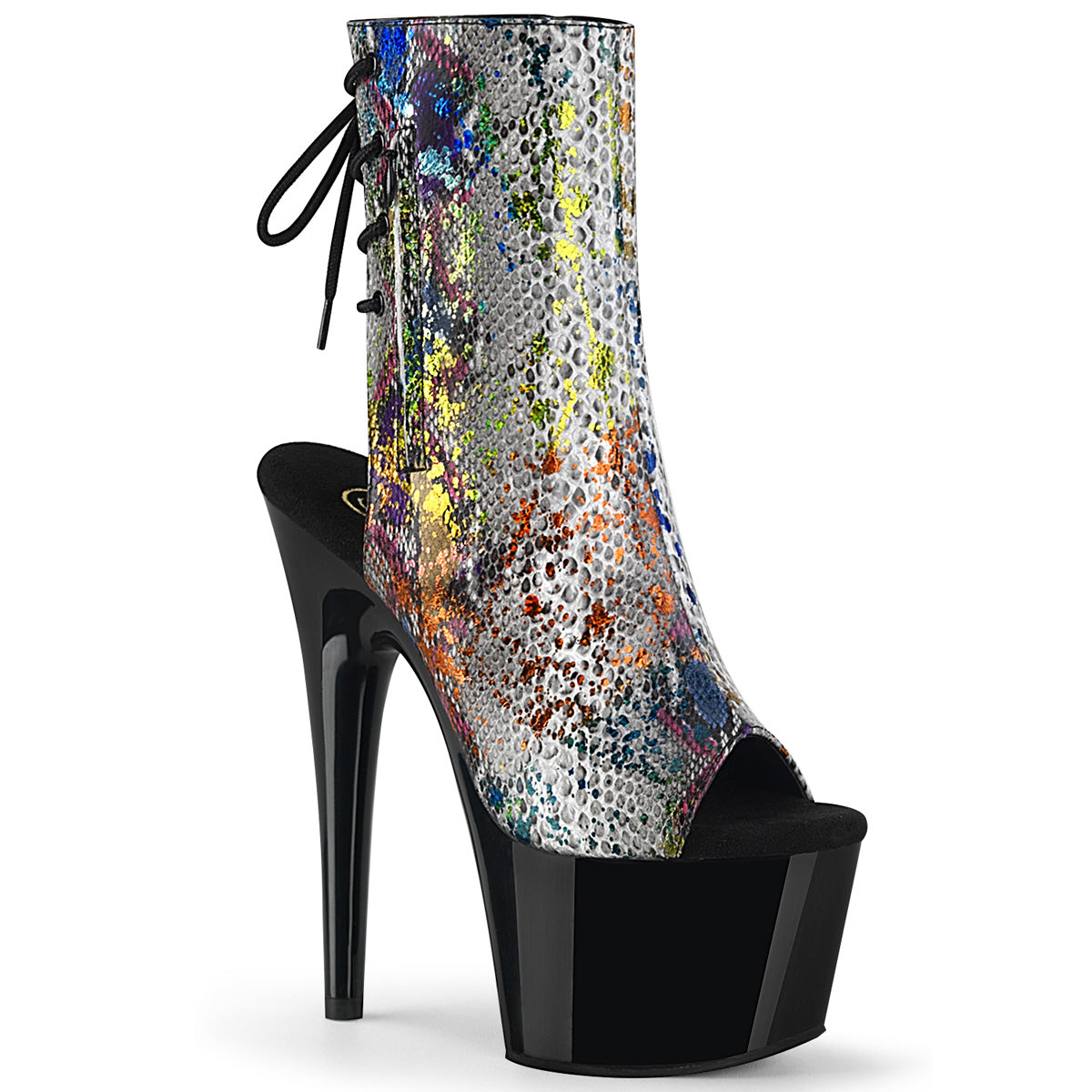 PLEASER Adore-1018SP Multi Colour Snake Print Open Toe Platform Club Boots - A Shoe Addiction